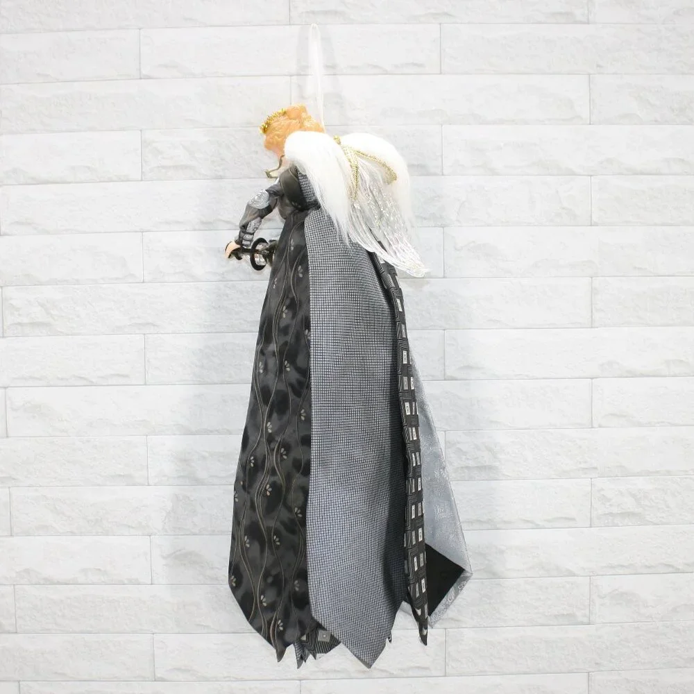 UPCYCLED Angel Necktie Wall Art Tree Topper Christmas Home Decor Grey